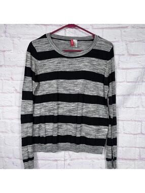 Divided Small Striped Cotton Blend Sweater